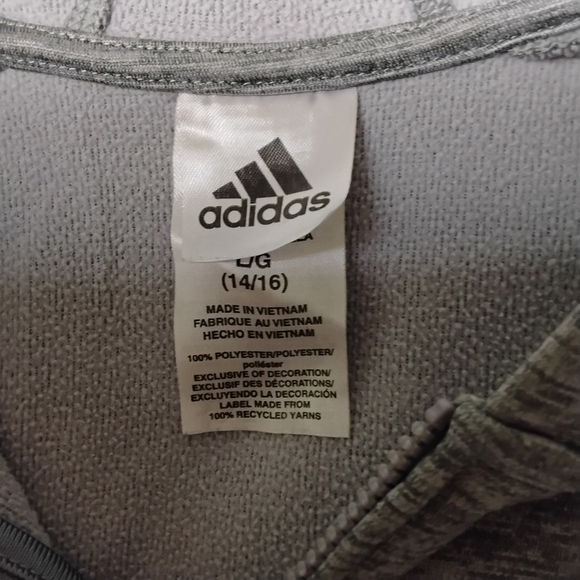 Adidas Women's Gray Blue Stripes On Sleeves Zip Up Hoodie L - Picture 5 of 6